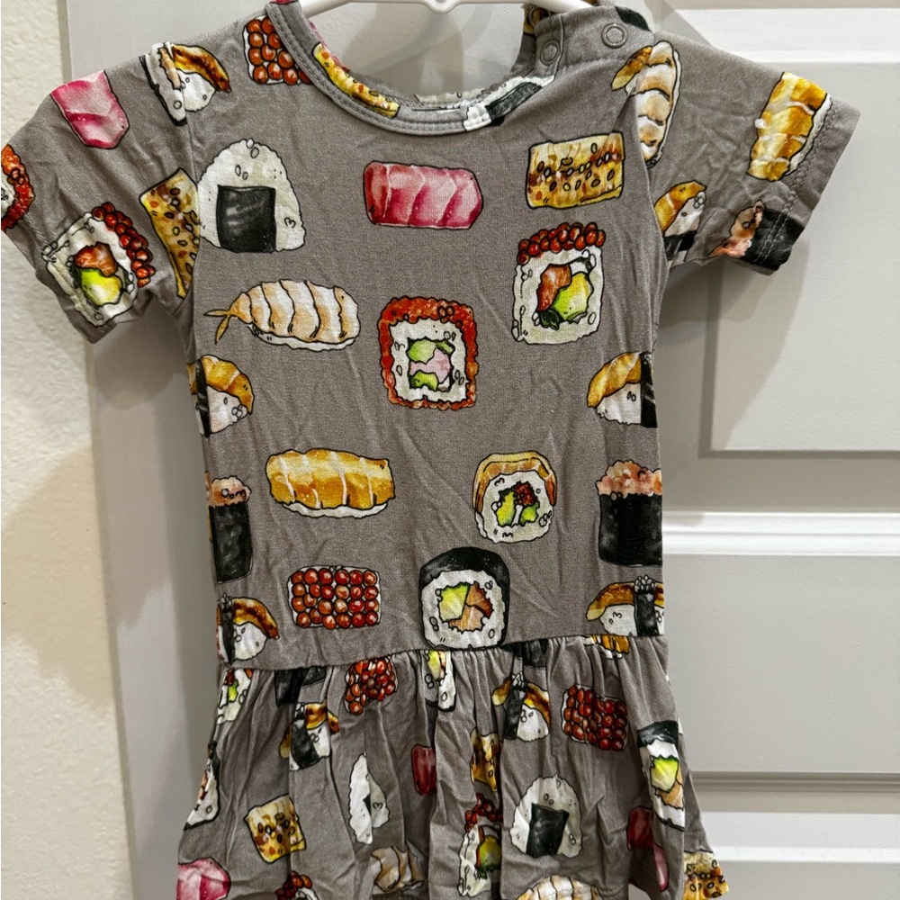 Posh Peanut Sushi Print Infant Dress